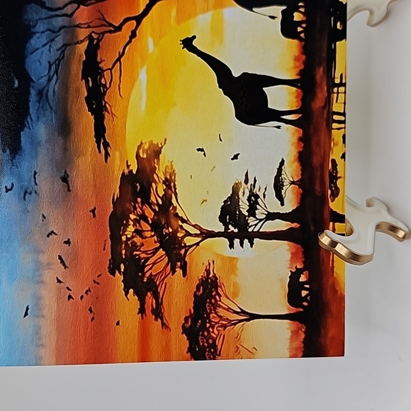 4x6 African Safari Watercolor Oil Painting Print Sunset Landscape Majestic - Picture 3 of 5